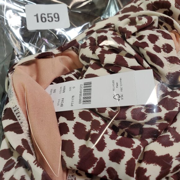 J. Crew Ruched Bandeau One-Piece Swimsuit Leopard Print Size 0 New - Picture 11 of 11